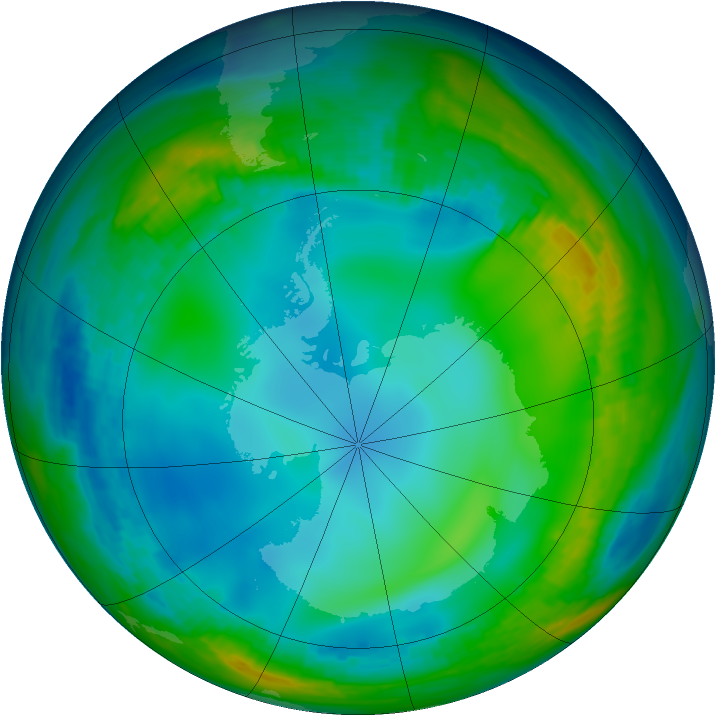 Antarctic ozone map for 12 June 1992